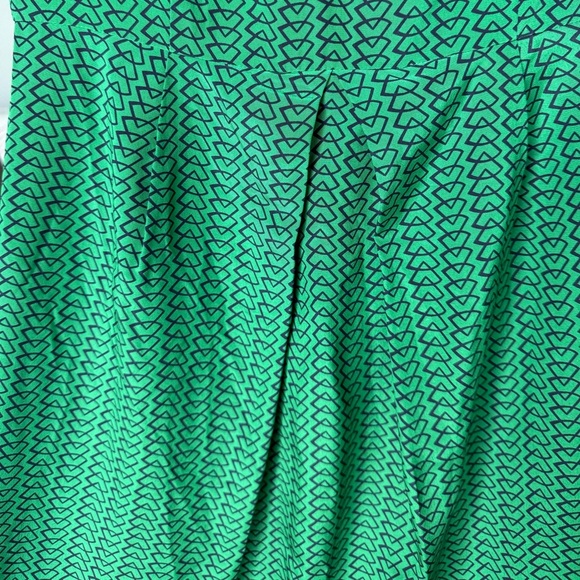 Anthropologie Moncollet Green Silk Dress Womens 4 Geometric Office Core Wedding - Picture 3 of 5